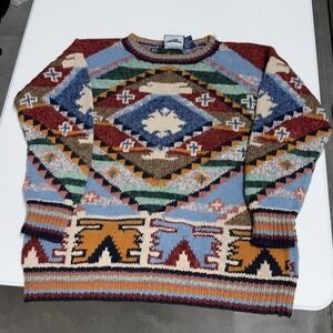 BEST American Clothing Co aztec Southwestern Geometric Knit Ramie Cotton Sweater